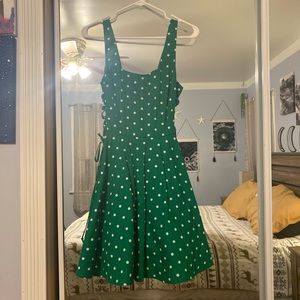 White and green polka dot vintage style dress size small/medium.